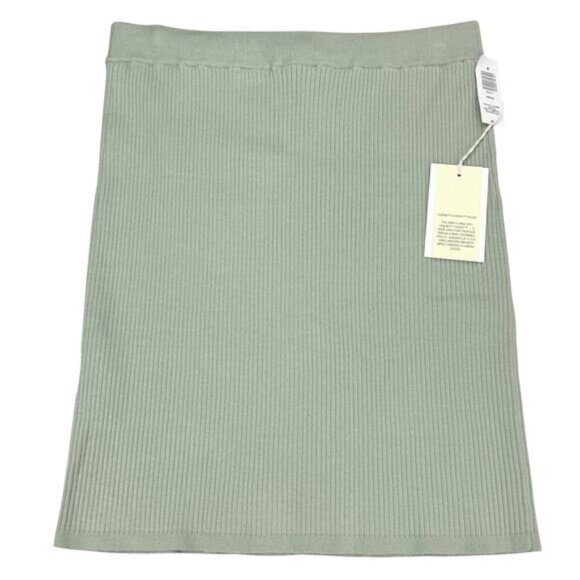 NWT WILFRED Aritzia Reso High Waisted Knit Mini Skirt Size Medium Sage Green - Picture 8 of 8